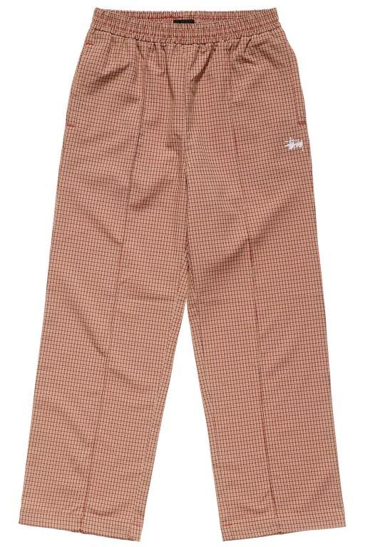 Stussy Womens Airlie Check Track Pants Brown - TNVLR0589